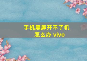 手机黑屏开不了机怎么办 vivo